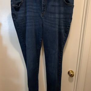 Wide and long jeans.